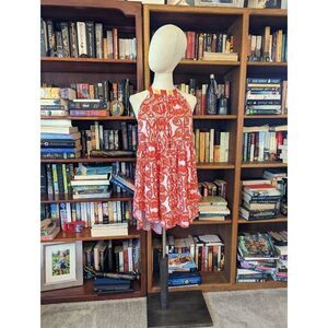 FREE people Mimi floral halter mini dress sz m red and orange nwt